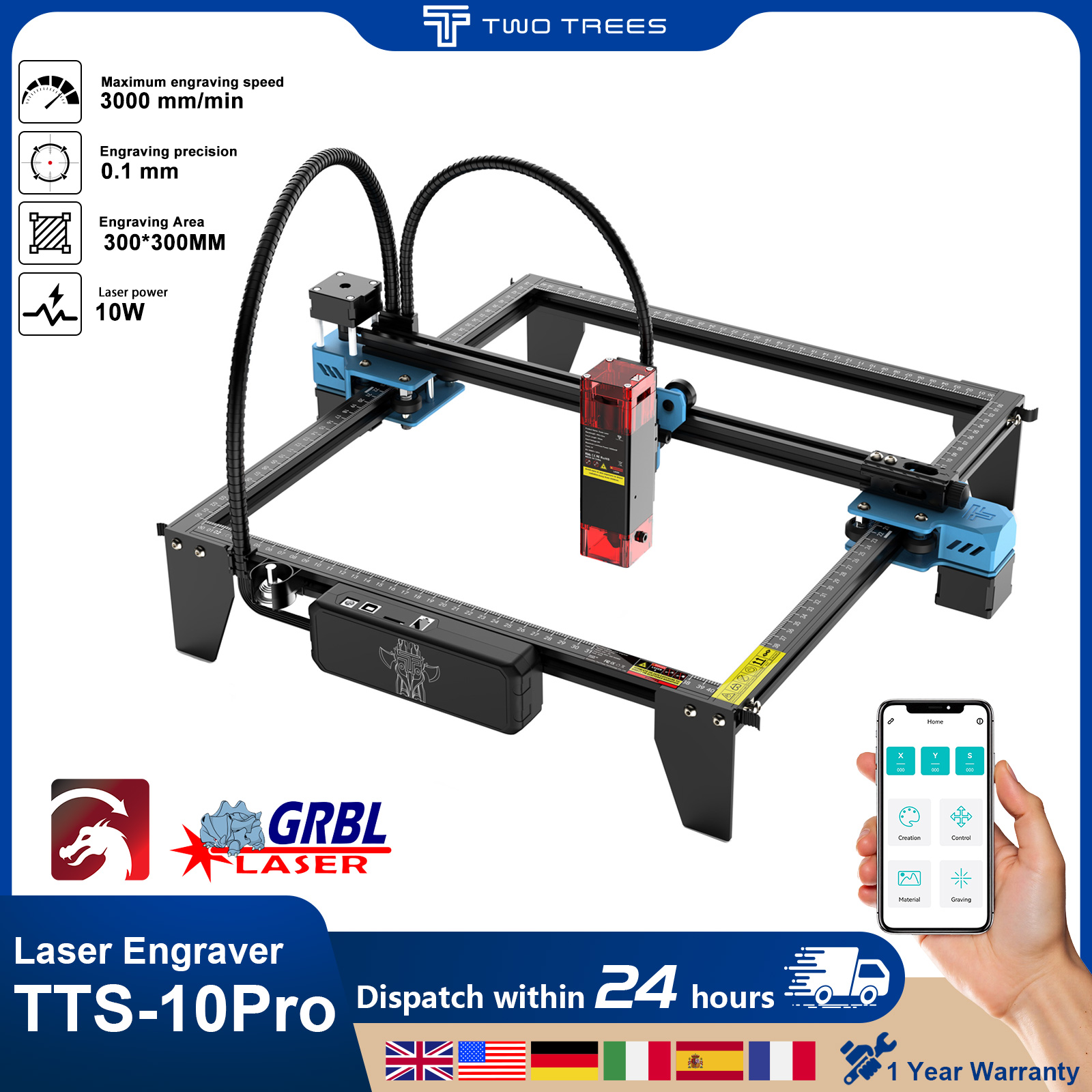 Industrial Laser Printing Machine - Twotrees TTS-10Pro Incisore laser Aggiungi touch