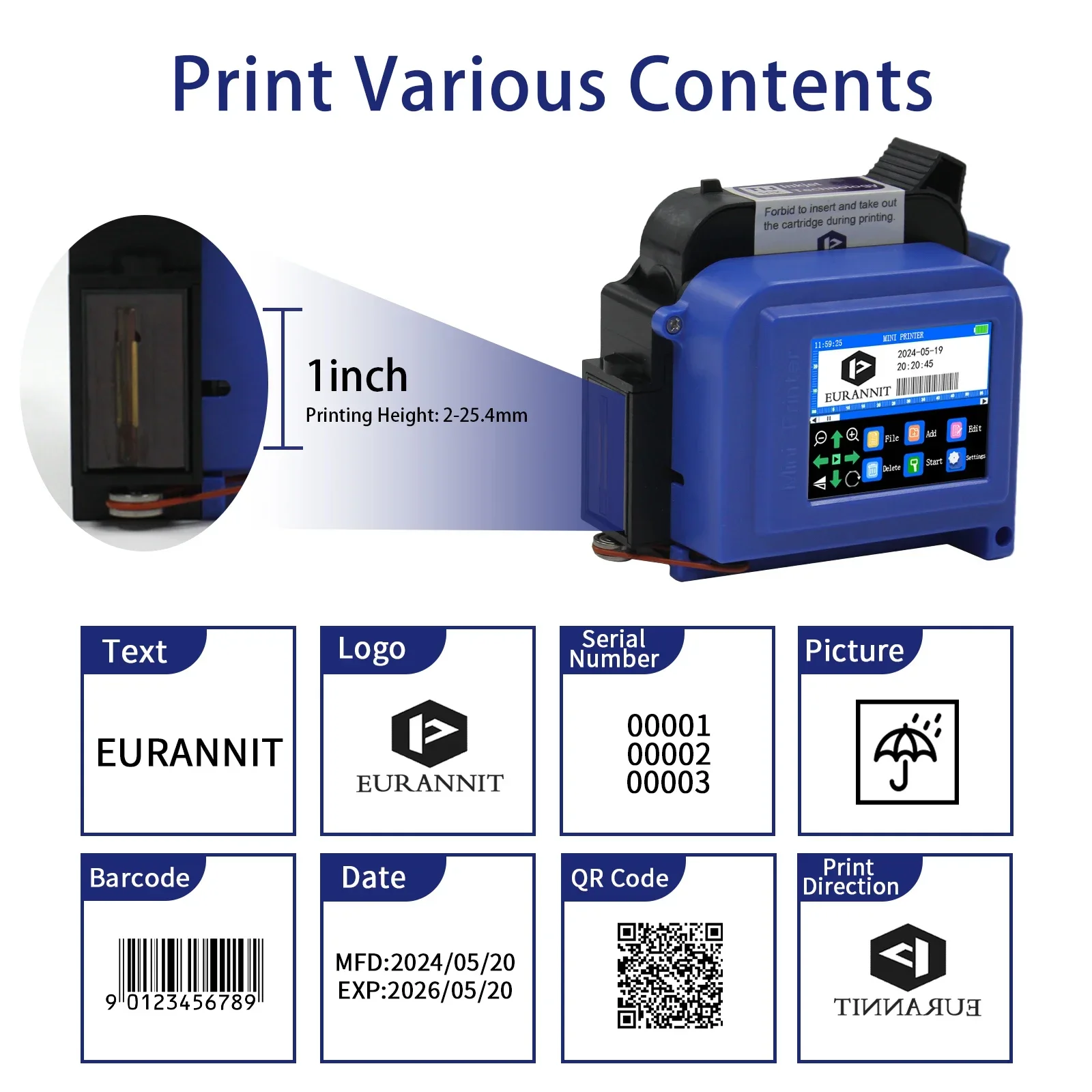 EURANNIT E11 25.4mm/1 pollici  - Industrial Laser Printing Machine recensione e prezzo