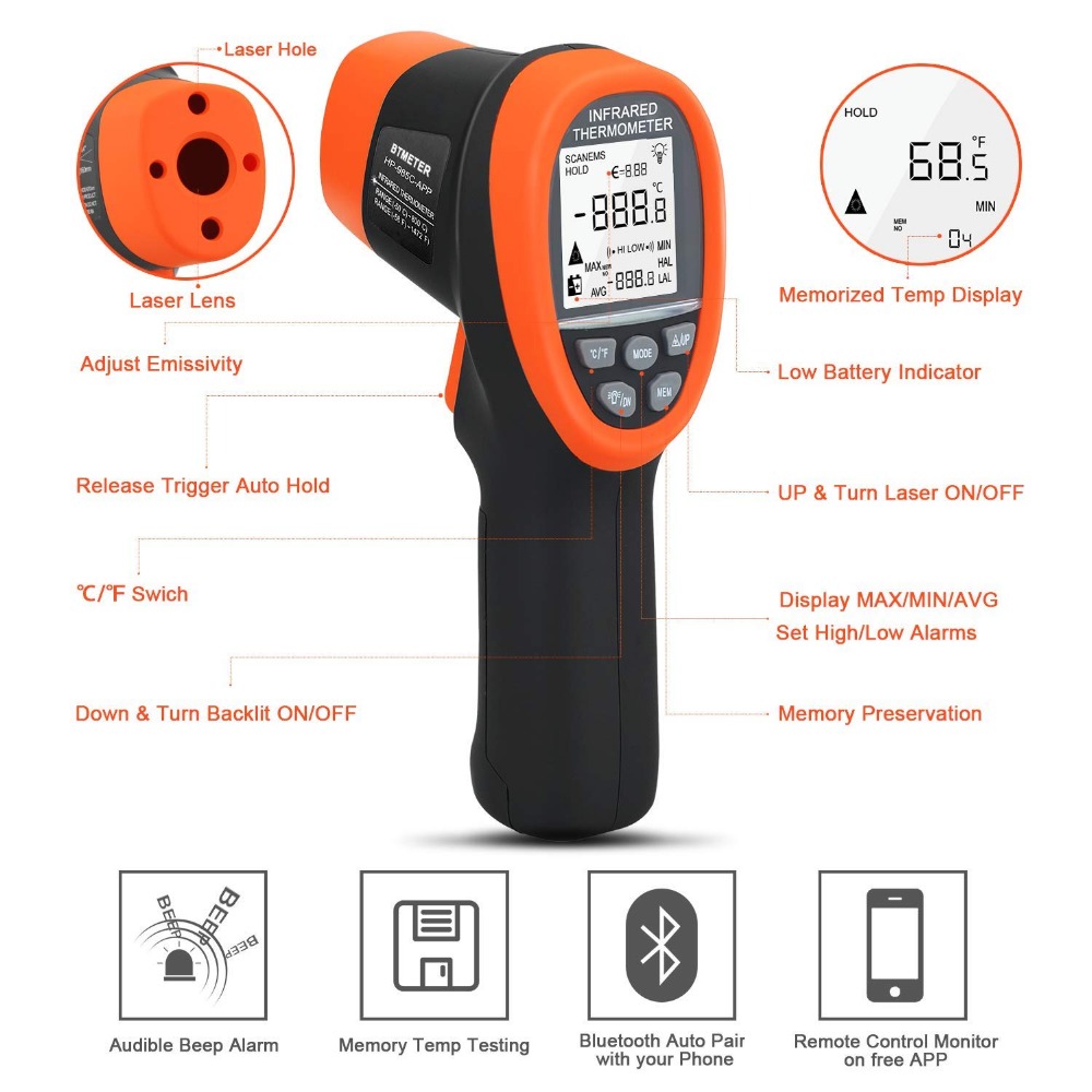 Termometro IR senza contatto c - Industrial Laser Thermometer Gun recensione e prezzo