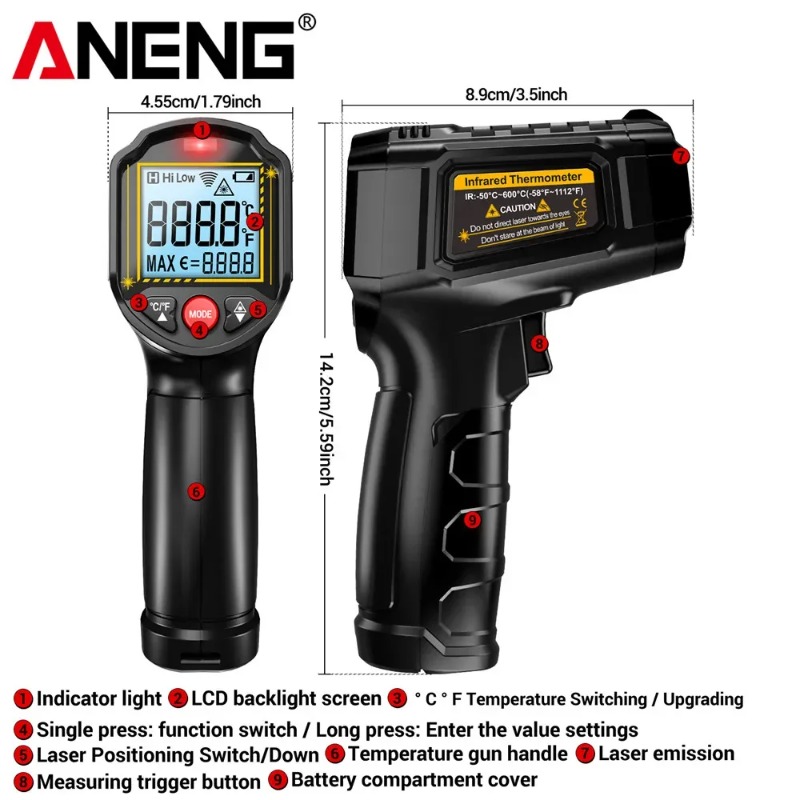 Termometro a Infrarossi Senza  - Industrial Laser Thermometer Gun recensione e prezzo